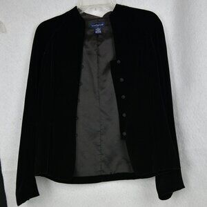 Ann Taylor Black Silk Blend Velveteen Long Sleeve Dressy Jacket Size 2